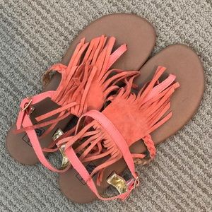 Peach tassel vans sandals 9